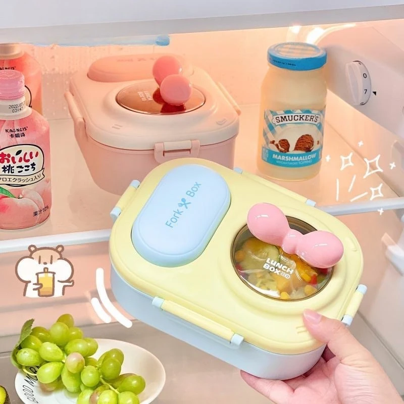 Heart Print Bento Box for Women & Teens - Portable Macaron Style Lunch Container, Ideal for Work, Picnic, Dating, Simple Packing - 4