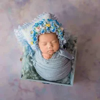 Vintage Knitted Mohair Wrap Jersey Crochet Wraps Newborn Photo Prop Stretch Textured Wrap Photography Accessories 4