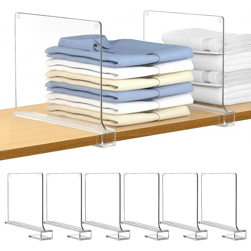1/2/4pcs-Transparent Closet Shelf for Wardrobe Organizer Cloth Divider Cupboard Bookcase Divider Baffle