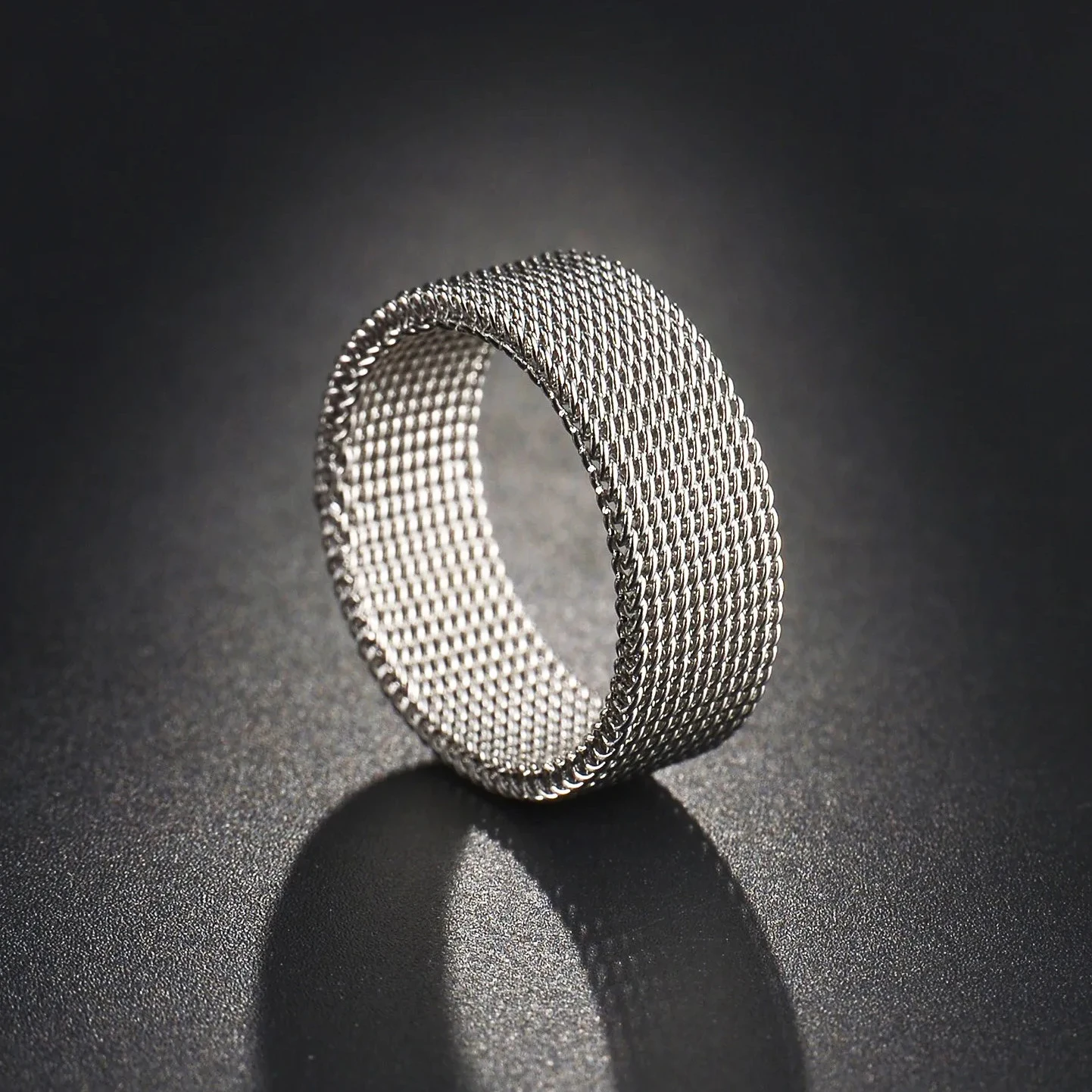 Fashion Elastic Mesh Chain Rings Titanium Stainless Steel For Men Women Wedding Engagement Punk Jewelry Gifts