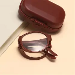Compact Unisex Folding Reading Glasses with Case - Portable, Lightweight, Anti Blue Light, Strength 1.0x to 4.0x - +400 (Wine red)