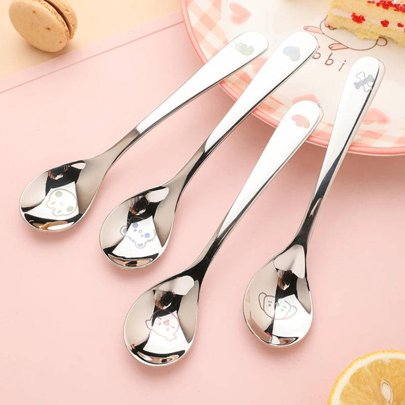 

304 Stainless Steel Cartoon Pattern Spoon Household Kitchen Tableware Tools Children's Lovely Eating Spoon Durable Easy To Clean