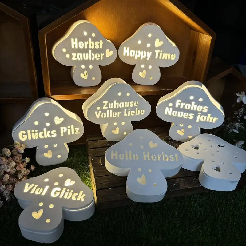 New Luminous Mushroom Silicone Mold Mushroom For LED Light Chain Lucky Gypsum Concrete Mold New Year Home Ornaments
