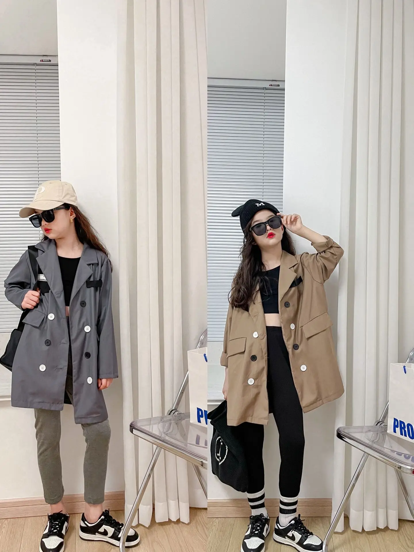 

Girls Oversized Coats Children Long Suit Top Kids Casual Loose Windbreaker