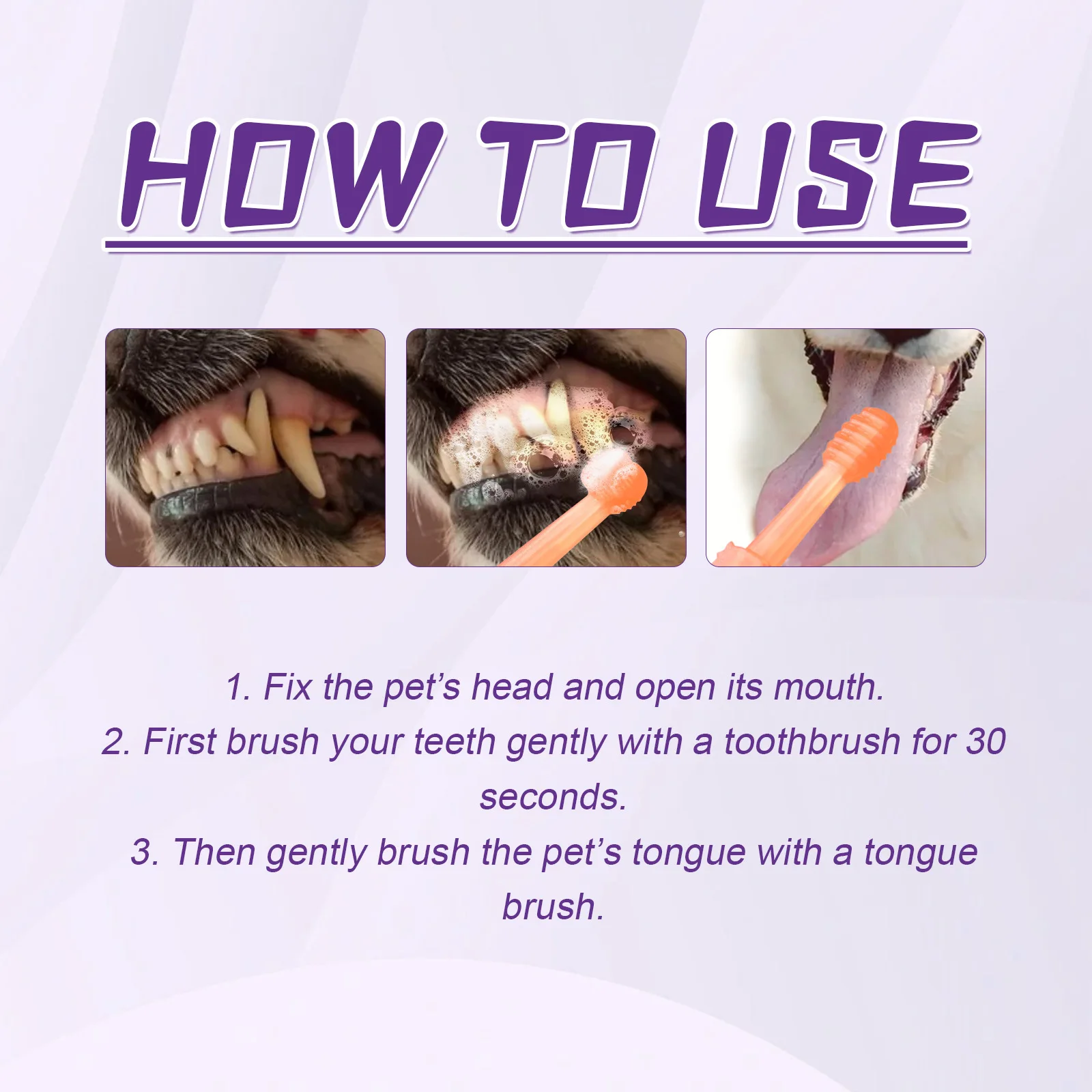 Pet Tongue Coating Brushing Brush Set, Pet Oral Cleaning Tooth Stains Tartar Oral Health Care
