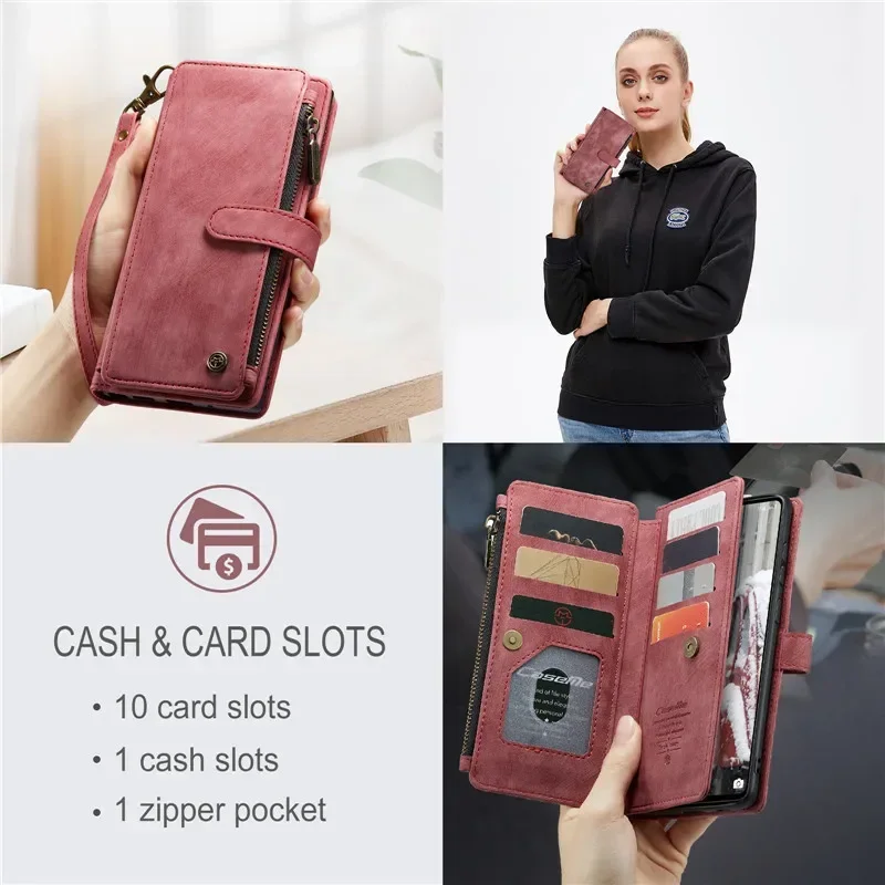 CaseMe Flip Leather Zipper Wallet Case For Samsung A16 A36 A56 A15 A25 A35 A55 A14 A24 A34 A54 A13 A23 A33 A53 Card Phone Cover 4