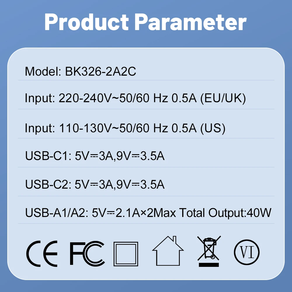 40W USB C Fast Charger QC3.0 EU/US/UK Plug Phone Charger Adapter For iPhone Xiaomi Samsung Quick Charging Type C Wall Charger