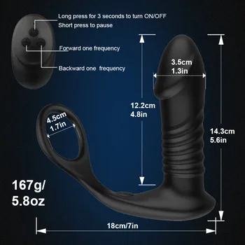 Silicone Anal Vibrator Thrusting Prostate Stimulator Massager Delay Ejaculation Lock Ring Anal Butt Plug Sex Toys Dildos for Men 5