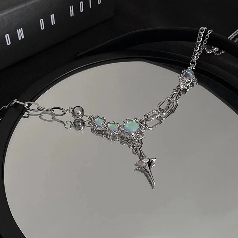 Kpop Goth Moonstone Star Cross Love Angel Pendant Grunge Choker Necklaces For Women Trendy Punk Y2k Halloween Jewelry - Necklace AliExpress