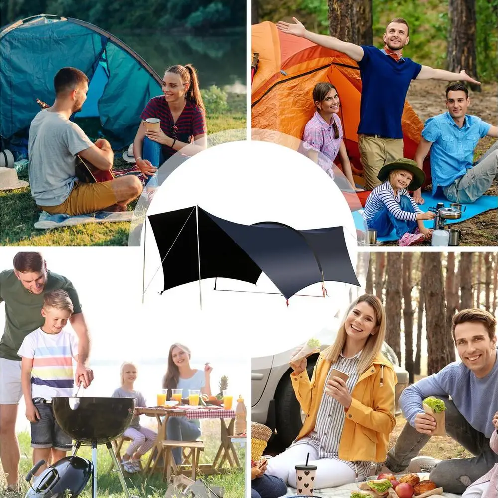 Description Picture 6 of itemCamping Canopy Tent Outdoor Sun & Rain Shelter Thickened Family Picnic Beach Awning Lightweight Bushcraft Backpacking Tarp