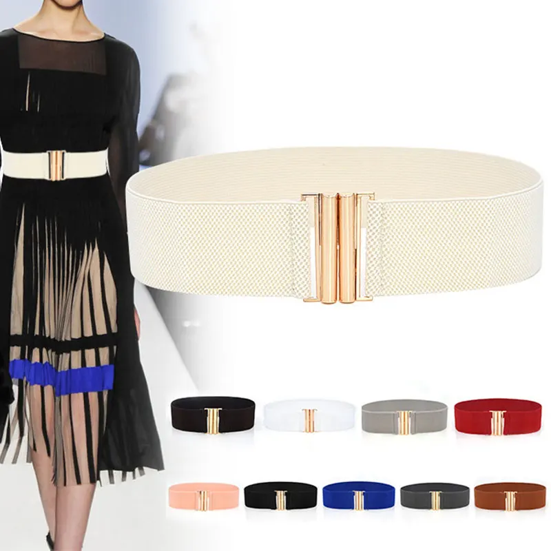 

Female Casual Knitted Pin Buckle Belt Woven Canvas Elastic Expandable Braided Stretch Belts Waistband Waist Seal For Women Jeans