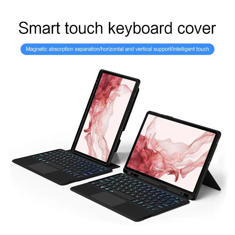 Capa de Teclado Magnético para Galaxy Tab Capa Tablet Touchpad Retroiluminado Mouse Sm-x710 Sm-x716b s9 11 - Imagem 3