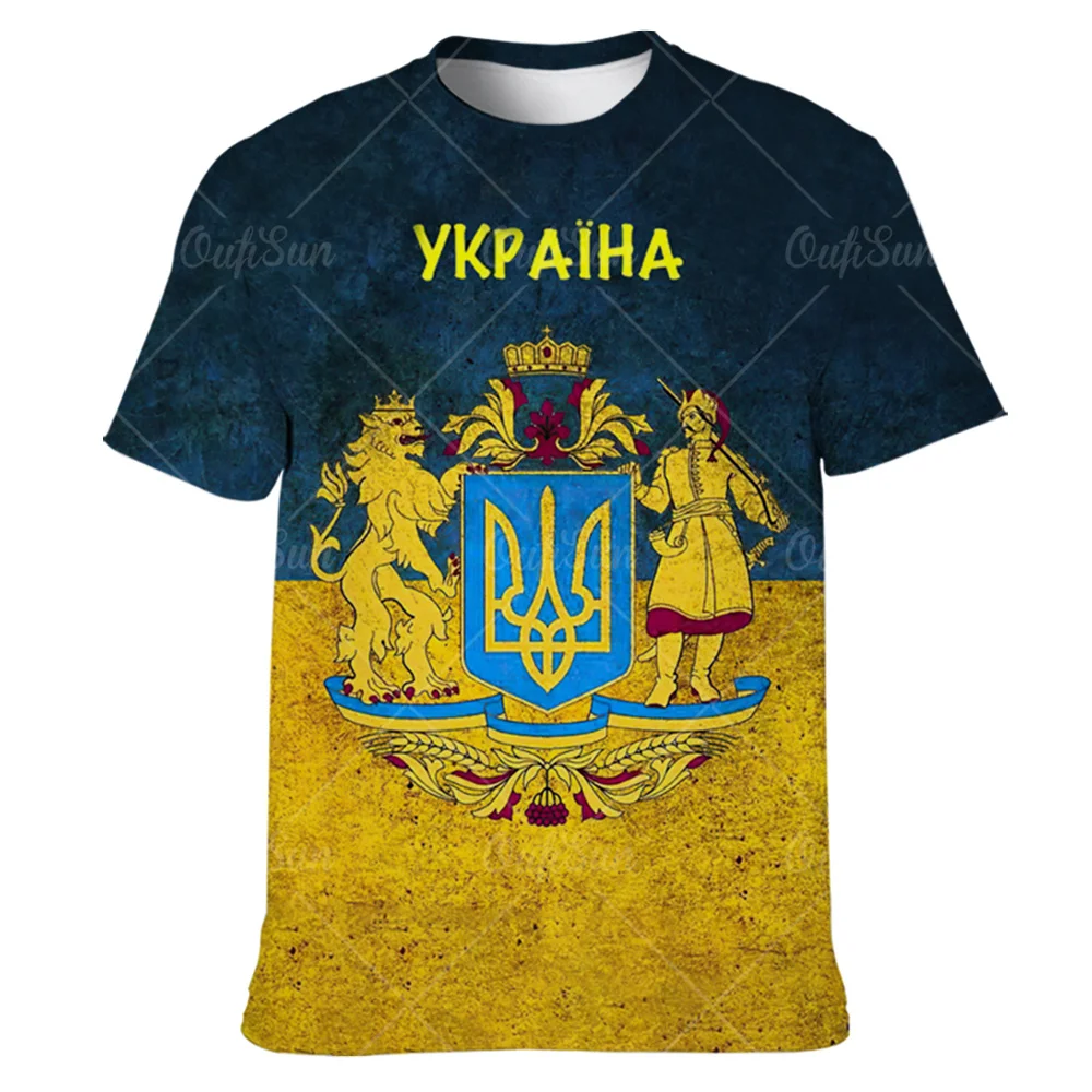 Vintage 3D Printed T-Shirts for Men Ukrainian T Shirt Men Clothing New Flag Short Sleeves Summer Fashion O-Neck Harajuku Top Tee