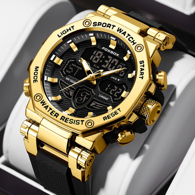

Часы наручные LIGE Мужские кварцевые в стиле милитари, спортивные брендовые Роскошные модные водонепроницаемые с двойным дисплеем
