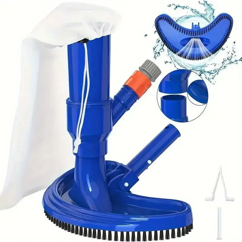 

Portable Vacuum Jet Underwater Cleaner with Brush Bag Blue Crescent Shaped Professional Cleaning Tool for Swimming Pools Pond