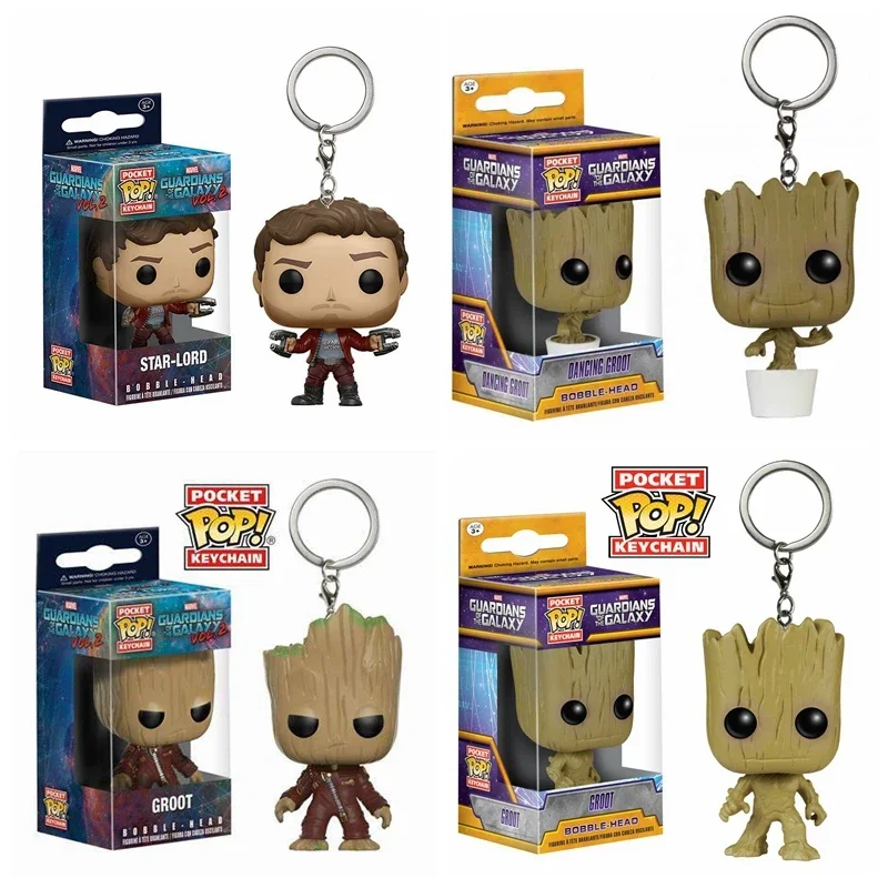 FUNKO Filmipar Csoda guardians bel Lá Galaktika 2 Tánc groot Kisded groot keychain toys star-lord Rakéta bobble-head keychain toys