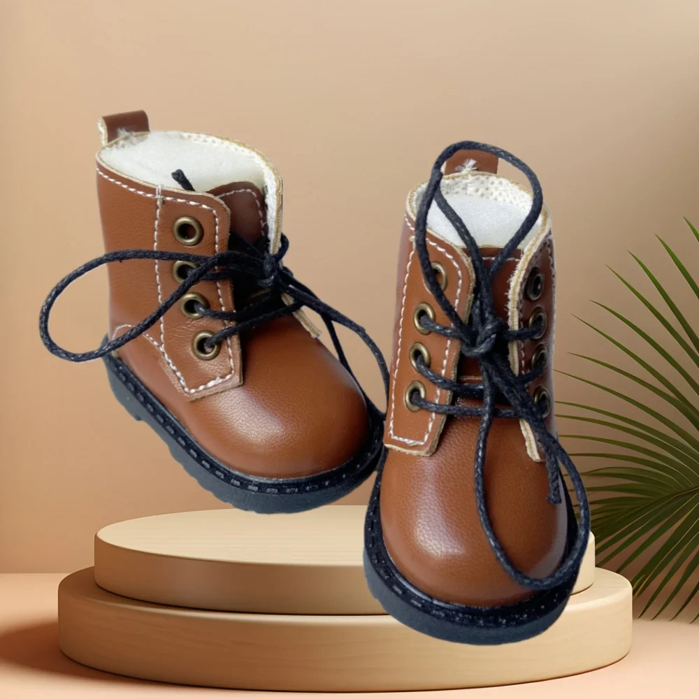 New 6.5cm Short Ankle Boots 1/4 Scale Doll Footwear for Mia Corolle Paola Reina Retro Lace-Up Sturdy Sole Fashion Gift Toy Shoes