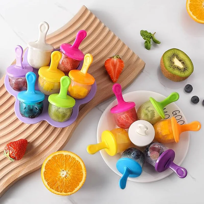 1pc 7 Holes DIY Ice Cream Pops Silicone Mold Ice Cream Ball Maker Popsicles Molds Baby Fruit Shake Home Kitchen Accessories Tool 4