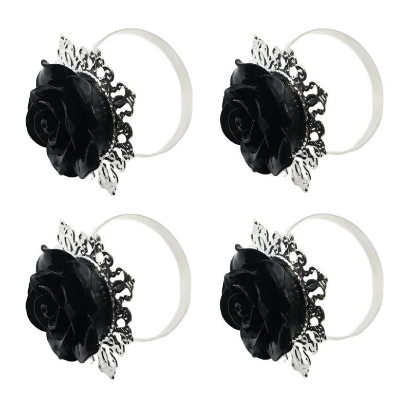 4Pcs/6Pcs/Lot Napkin Ring Resin Rose Wedding Reception Table Party Decorations napkin ring