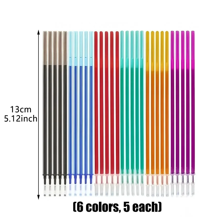 36-Pack Cat-Themed Erasable Gel Pens 6 Colors Refill Set, 0.5mm Fine Point, Heat Sensitive with Rubber Grip, Assorted Styles