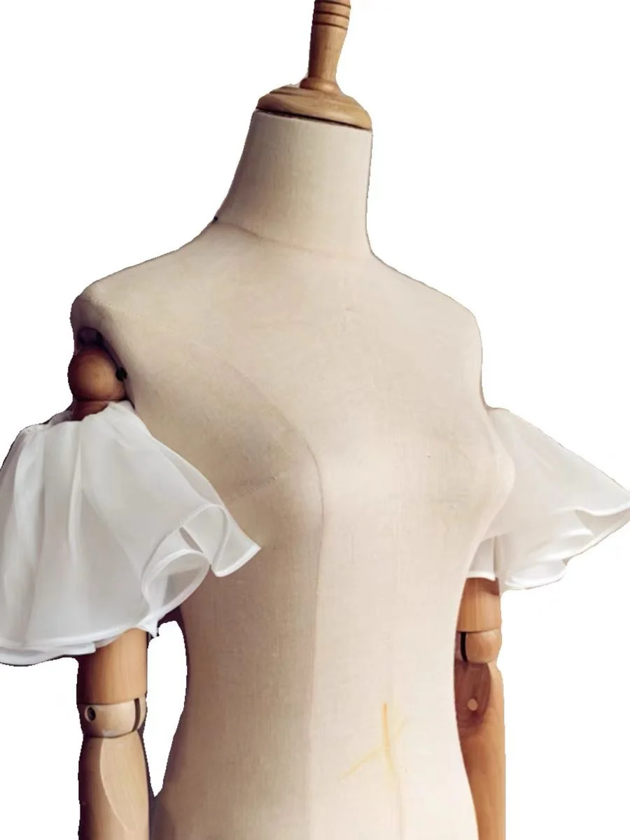 Bridal Sleeves Made of Organza Detachable to Cover Breasts Women's Wedding Dress Accessories in Multiple Colors