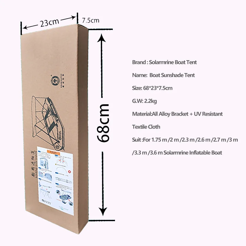 Universal Sunshade Tent for Canoe Boat Adjustable Thickening Waterproof & UV Resistant Textile Cloth Boat Marine Accessories
