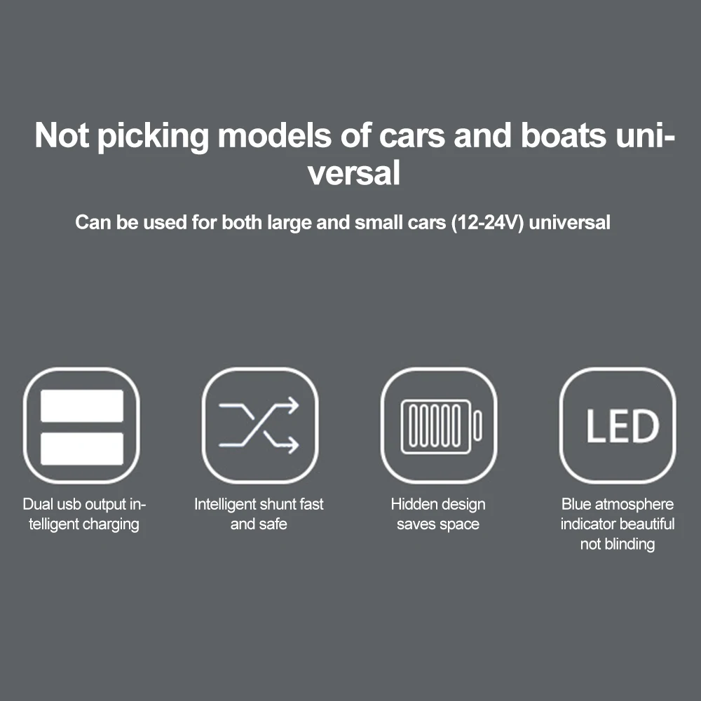 Car Charger Car Phone Charger 4.8A Dual USB Ports Car Charger Socket Adapter 12V/24V USB Charger with LED For Truck Camper Caravan Accessories