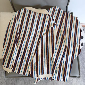 الكورية نمط مخطط رسالة الكلب منامة مجموعة أزياء الخريف الشتاء خمر 2 قطعة مجموعة المتسكعون جديد طويل الأكمام التلبيب الرقبة منامة 3