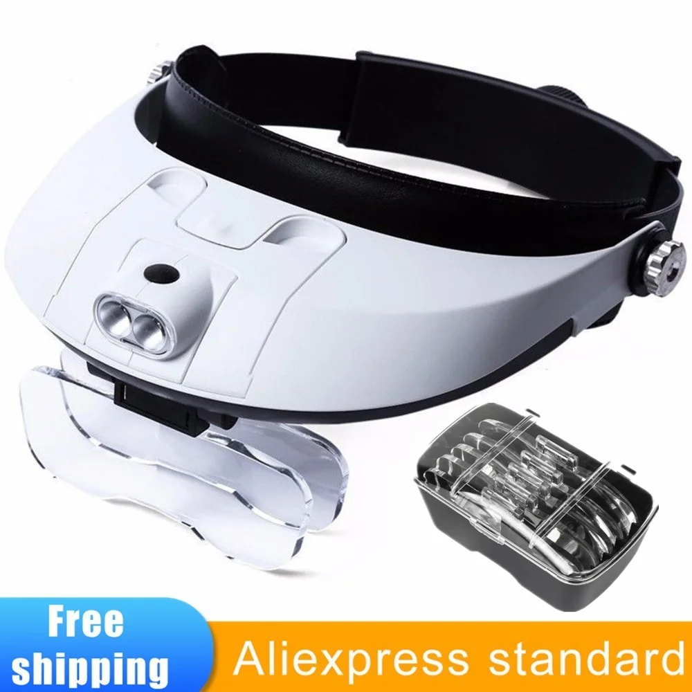 TUNGFULL Magnifying Glass with Led Lights Illuminated Magnifier Lamp  Wearing Style 1.5x 2x 2.5x 3x 3.5x 8 Magnifying Headset