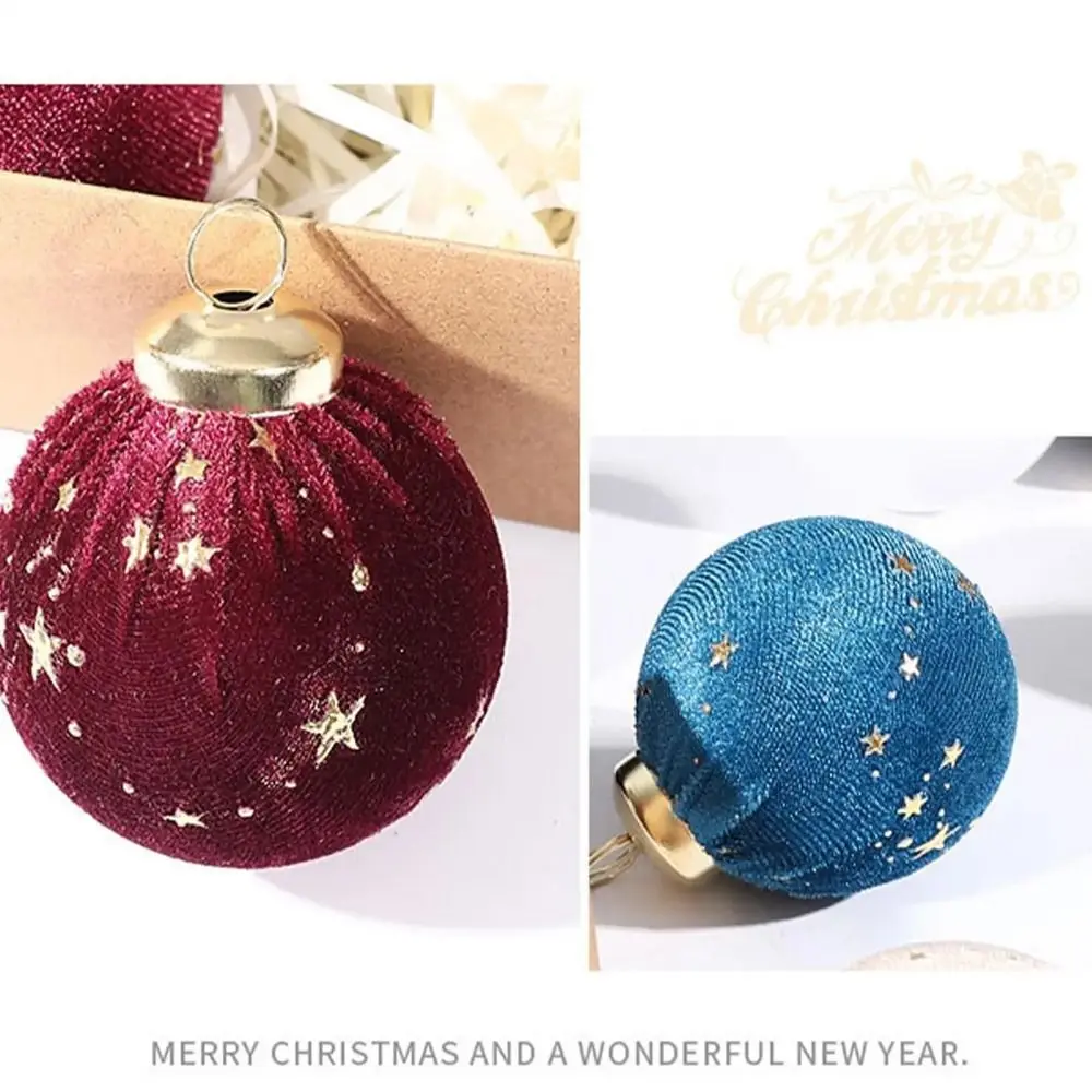 12Pcs/set Creative Velvet Christmas ball Ornaments 6cm Shatterproof Xmas Tree Hanging Pendants Elegant Shiny
