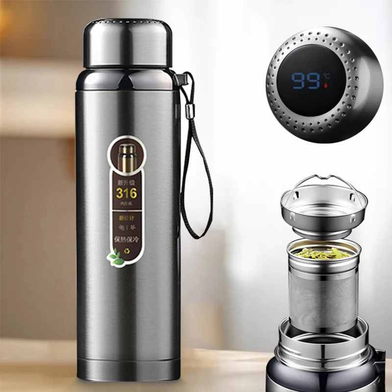 1 Liter Thermos Bottle Big Tea Infuser Filter Stainless Steel Coffee Thermos  Insulated Cup Keep Cool Hot Vacuum Flask - AliExpress