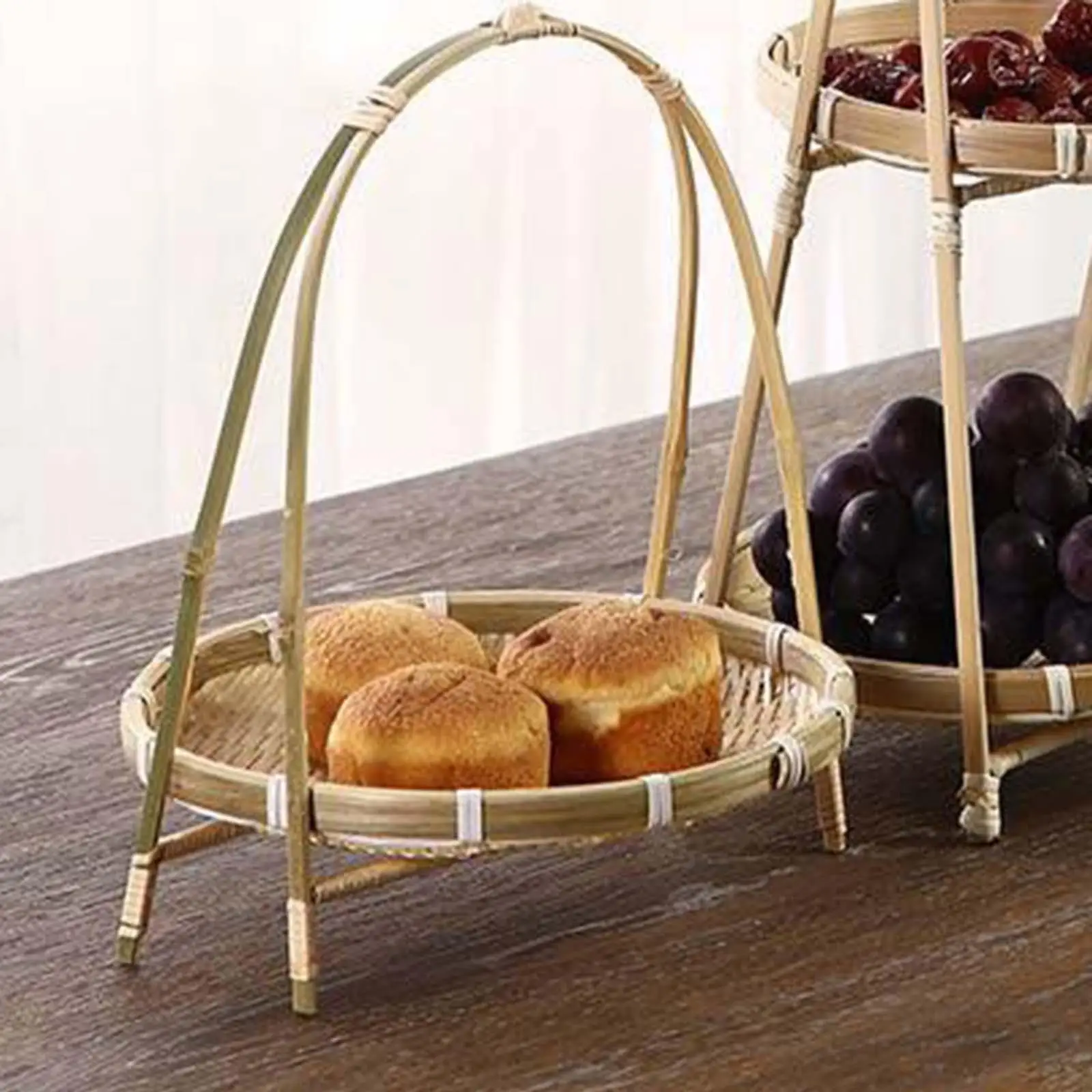 Rattan Woven Basket Vegetable Fruit Storage Snack Organizer Bamboo Weaving Small Basket Mlti-layer Weaving Basket Kitchen Decor 2