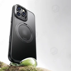 Magnetic 360° Rotation Ring Stand Case - Matte Military Shockproof Armor Cover - iPhone 13 Pro Max (Matte Black 360 FGZJ)