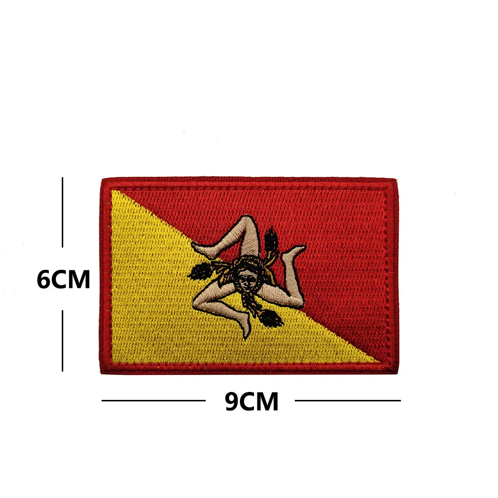 Italy Flag Patches Sicily Sardinia Sicilia Emblems Appliques Italian Shield Rubber/pvc Embroidered Badges