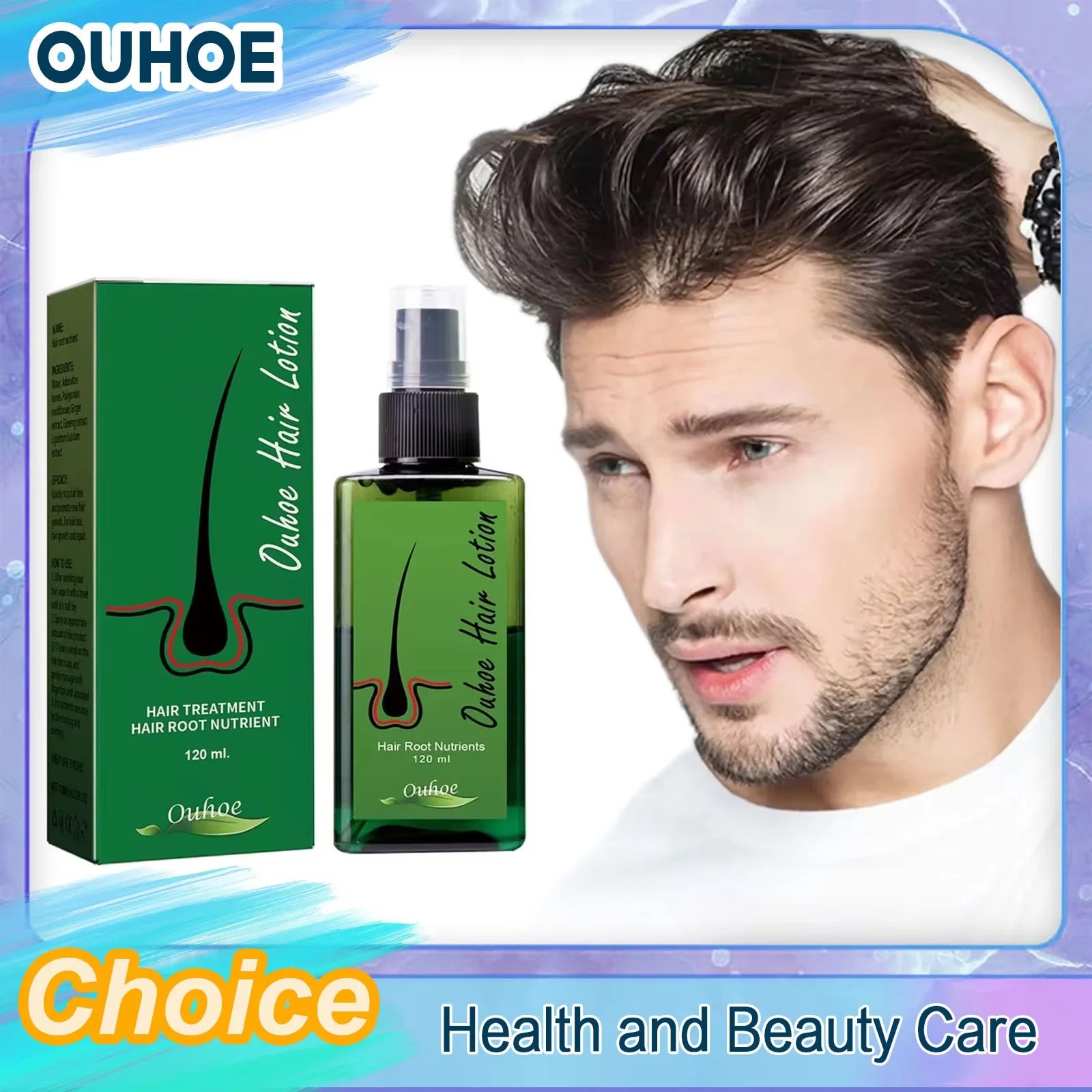 Spray per la ricrescita dei capelli per uomo, trattamento anticaduta e riparazione della radice dei capelli, siero per la crescita dei capelli, nuovo - immagine 5