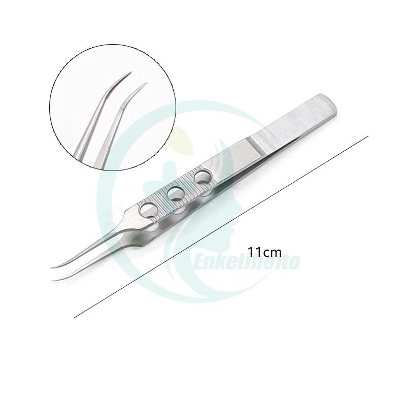 1pcs Micros Stainless steel titanium alloy 11CM dovetailed straight/bend head tweezers platforms tweezers Ophthalmic forceps