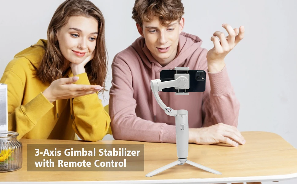 Stabilizzatore a 3 assi pieghevole per smartphone, iPhone e Android, ideale per riprese video e vlog._voghion.com