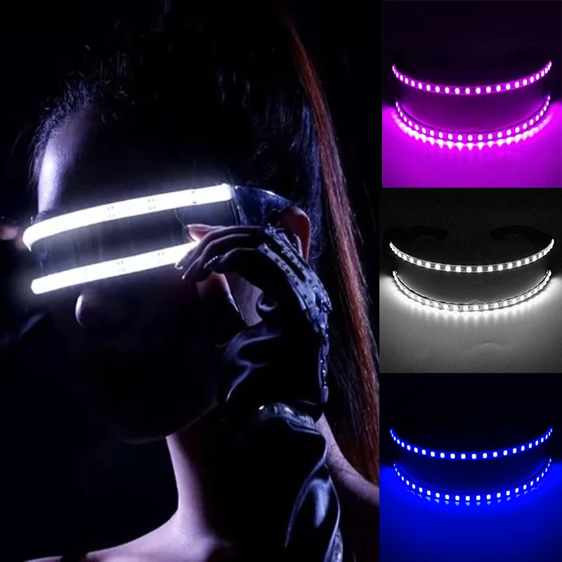 Futuristic Neon LED Party Glasses for Performers and Rave Enthusiasts