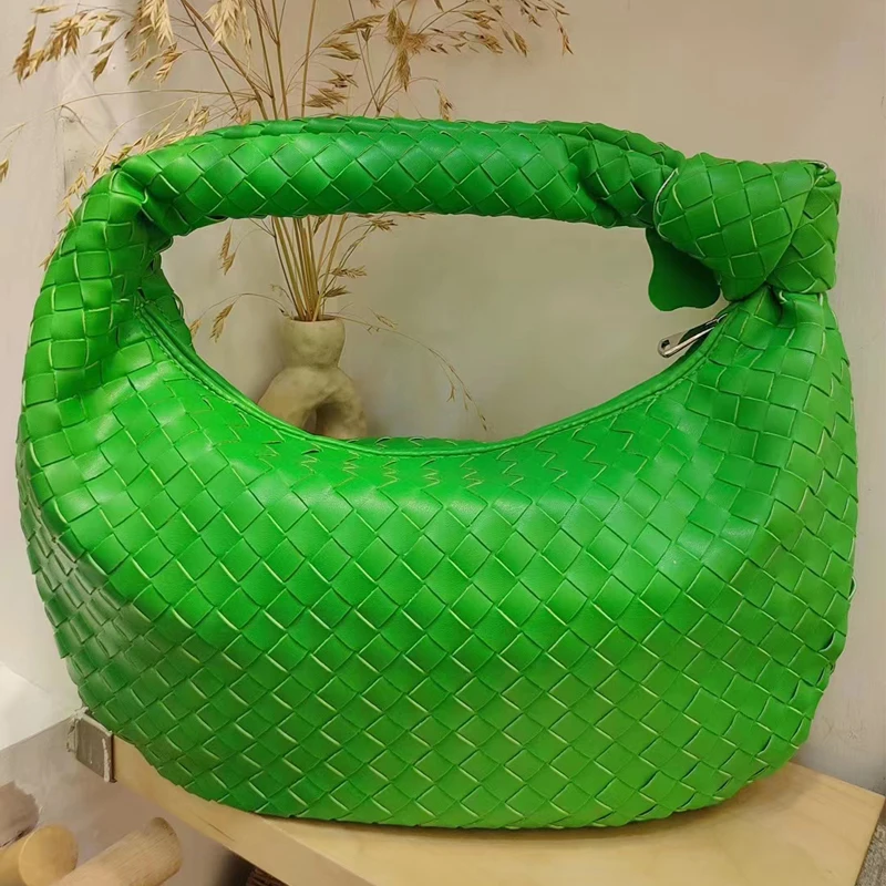 2022 Fashion Handmade Woven Bag Luxury Woven Leather Printed Shoulder Bag Lady Crossbody Hobo PU Knotted Handle Casual Handbag 