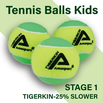 AMA SPORT Kids Training Tennis Balls – Soft Transition Balls 20%, 50%, 75% Slower for Beginner Children, 6–12PCS for Practice & Fun 1