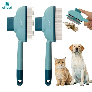 Oitabi 1/2PCS Flea Comb for Dogs Brush for Shedding Pet Hair Removal Comb with Long & Short Stainless Steel Teeth for Deshedding 1