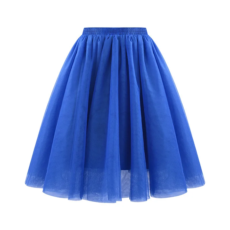 Spring Summer Mini Tulle Skirt Women New High Waist Short Pleated Skirt Solid Color Female Black Green Mesh Casual Skirt Lady 5