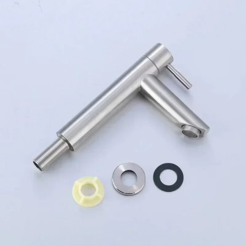 Basin Faucet 304 Stainless Steel Single Cold Water Tap Deck Mounted Lengthening and Raising Basin Sink Tap basin faucet