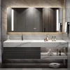 Bathroom Vanity - Bathroom Vanity with Sink, Floating Solid Wood Bathroom Vanity with Half Side Cabinet with Striped Door Panel 1