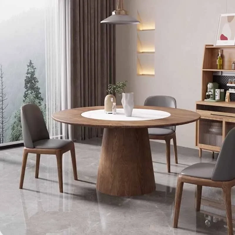 

Luxury Nordic Mobile Dining Table Garden Round Wooden Center Dining Table Extendable Floor Muebles Para El Hogar Room Decor