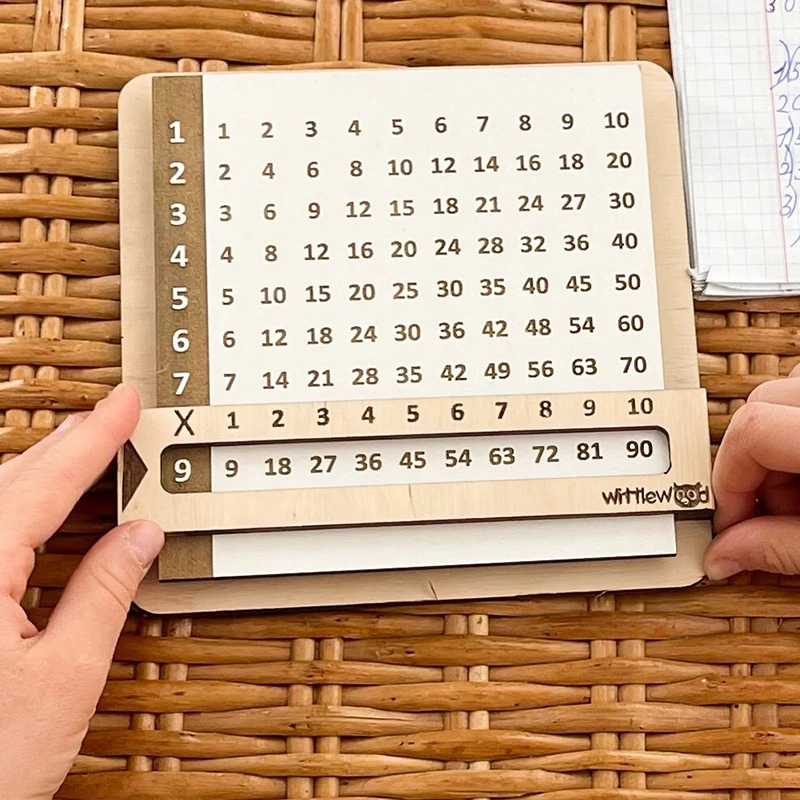 Children Slidable Multiplication Tables Montessori Parish Toys Wooden Slide Learn Math Counting Board Educational Toys for Kids 2