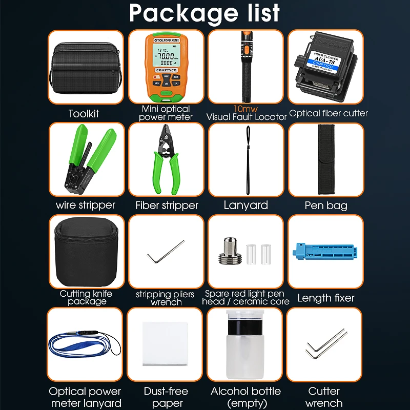 PAYEN FTTH Fiber Optic Tool Kit -70~+10dBm Mini AUA-D7 Fiber Optica Power Meter and 10mW Visual Fault Locator AUA-7S FTTH Tool