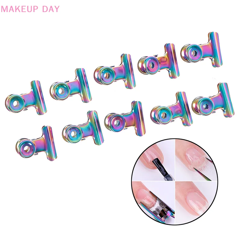 네일 팁 클립 핑거 퀵 빌더 젤 익스텐션 스틸 랩 도구, 10 개