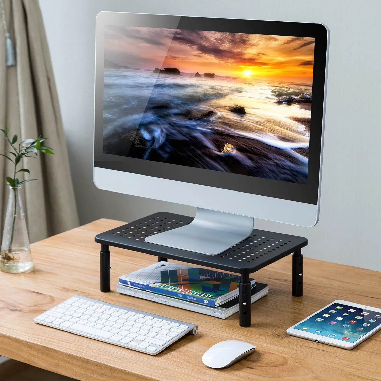 Computer Elevated Rack TV/Monitor Riser Desktop Stand Flat Screen Metal  Laptop Shelf Printer 3 Height Adjustable Holders Racks - AliExpress, image size:1500x1500
