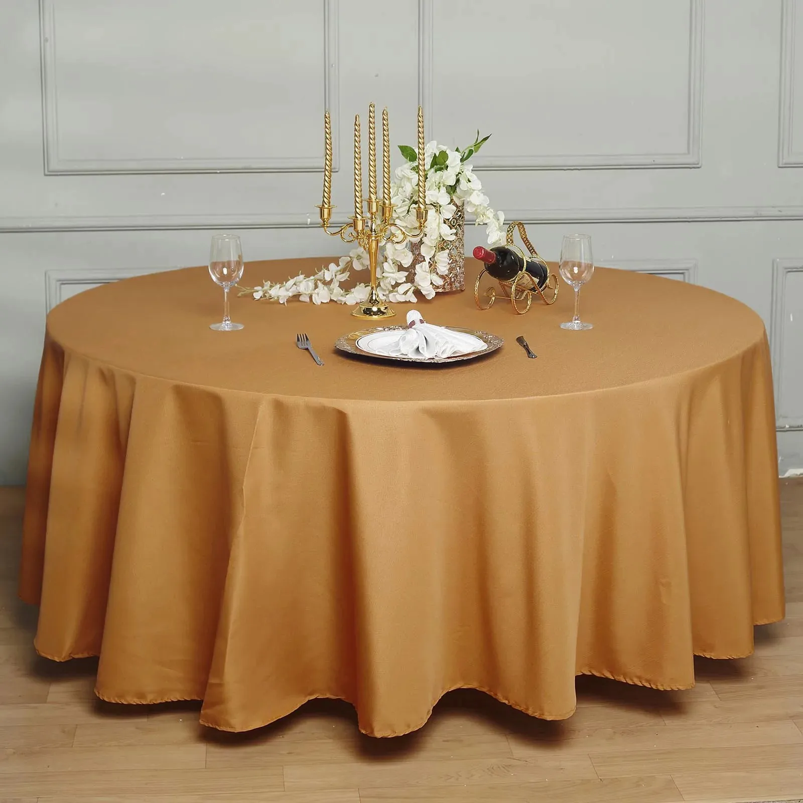 Efavormart - Mantel redondo de poliéster de 120 pulgadas para bodas,  fiestas, banquetes, restaurantes, terracota (naranja quemado)